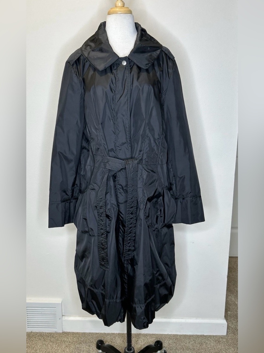 Black Lightweight Jacket Zip Front Tie J. Jil XL